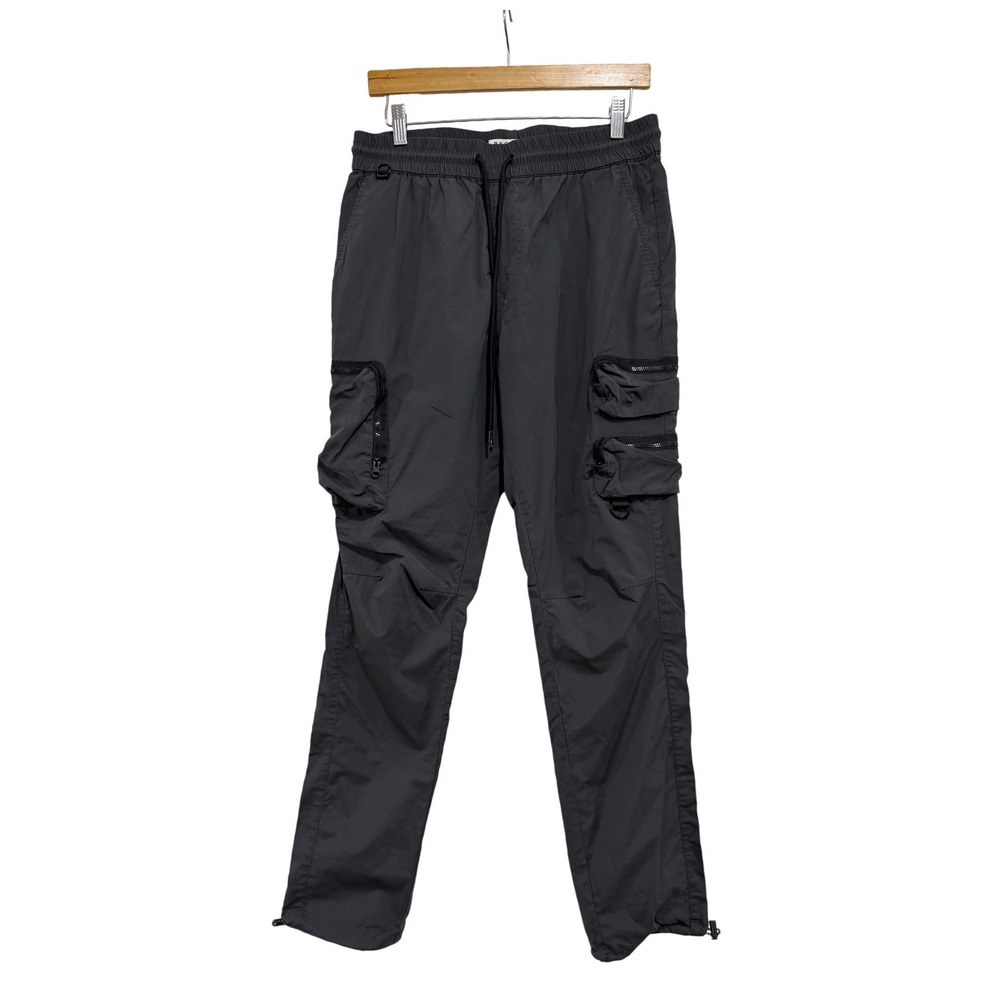 Pacsun Mens Cargo Pants Gray Utility Pockets Elastic Waist Drawstring Size M‎